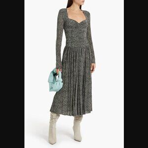 ISABEL MARANT Jenny pleated printed stretch-jersey midi dress FR 36